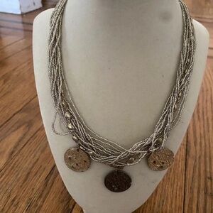 Multistring Hammered Disc Necklace